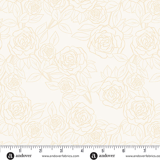 Pre-Order, Color Me Pretty, Cream Rose Bloom by Stephanie Organes, Andover Fabric, 1179-LN