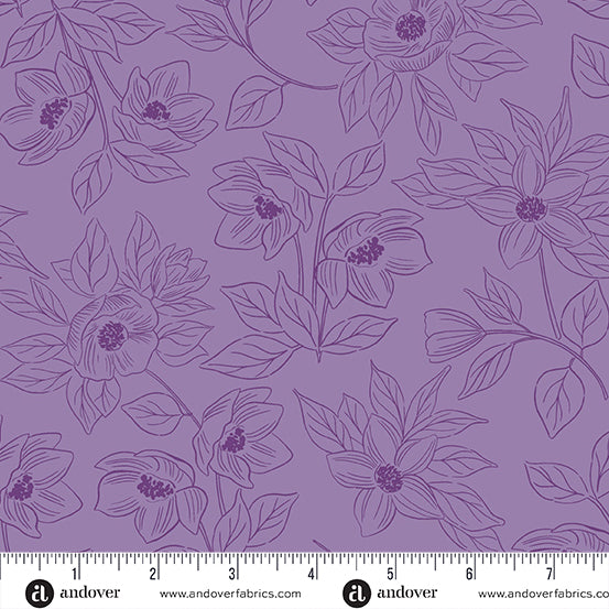 Pre-Order, Color Me Pretty, Lavender Flora by Stephanie Organes, Andover Fabric, 1180-P