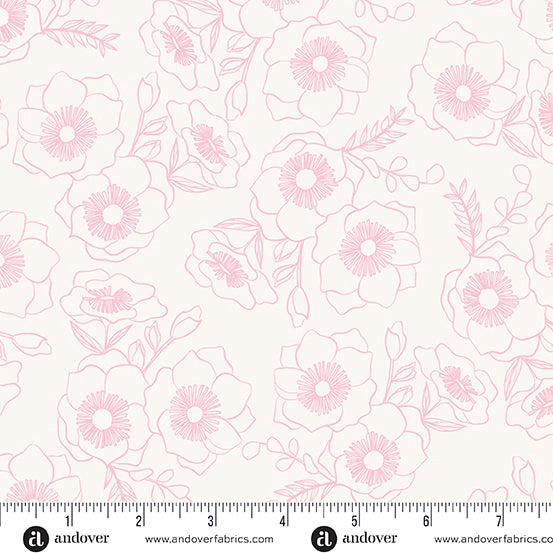 Pre-Order, Color Me Pretty, Blush Botanica by Stephanie Organes, Andover Fabric, 1181-LE