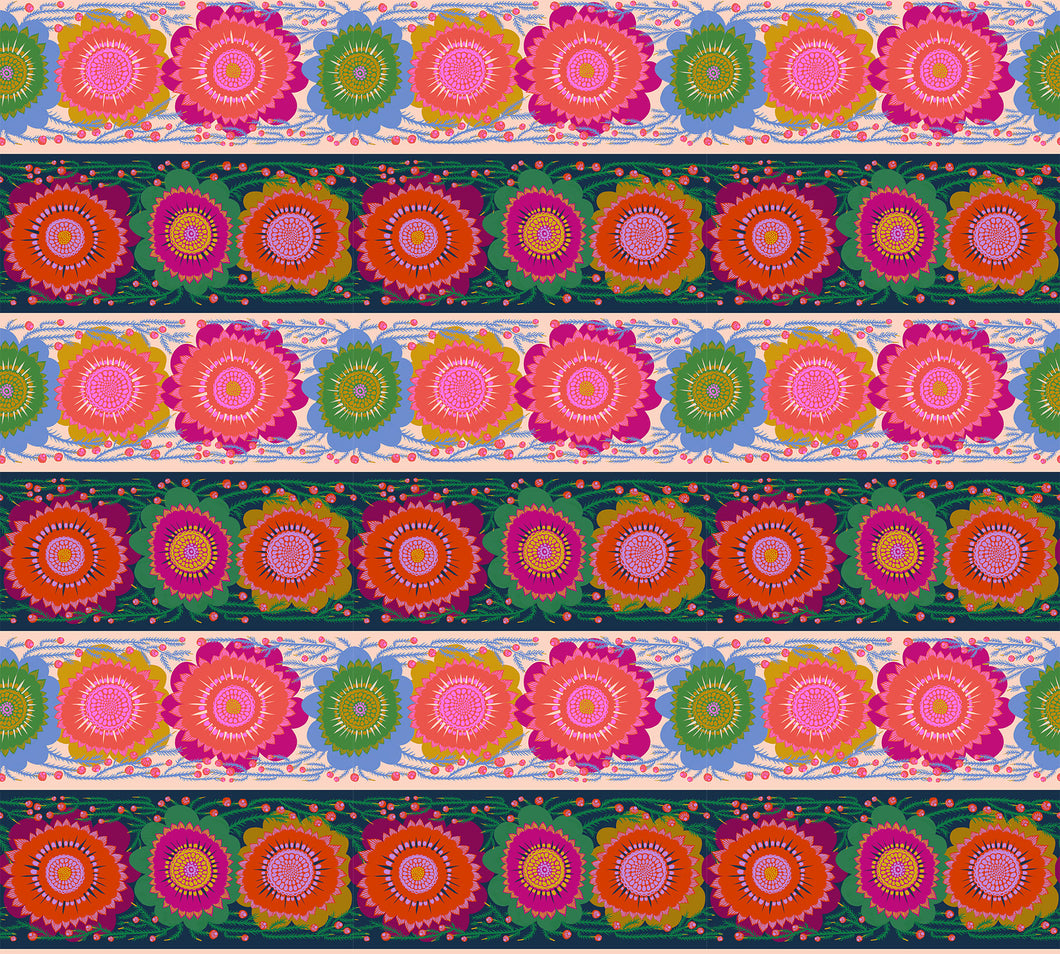 Pre-Order, Line Dance in Spunky by Anna Maria from Perennial Borders Collection, Northcott, AMT135-86C, Anna Maria Textiles