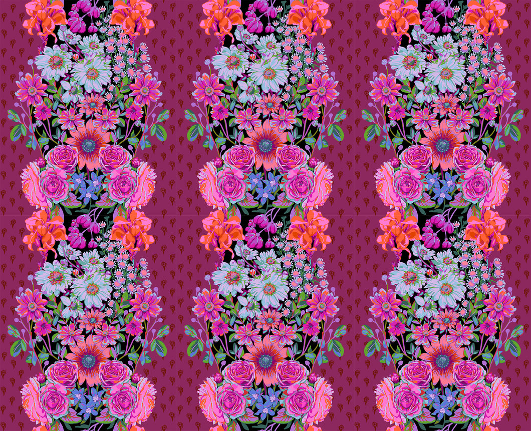 Pre-Order, Beata's Garden in Plum by Anna Maria from Perennial Borders Collection, Northcott, AMT137-84L, Anna Maria Textiles