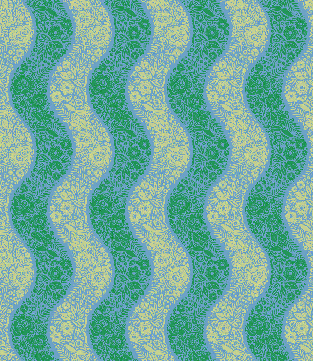 Pre-Order, Village Path in Sea by Anna Maria from Perennial Borders Collection, Northcott, AMT139-64C, Anna Maria Textiles