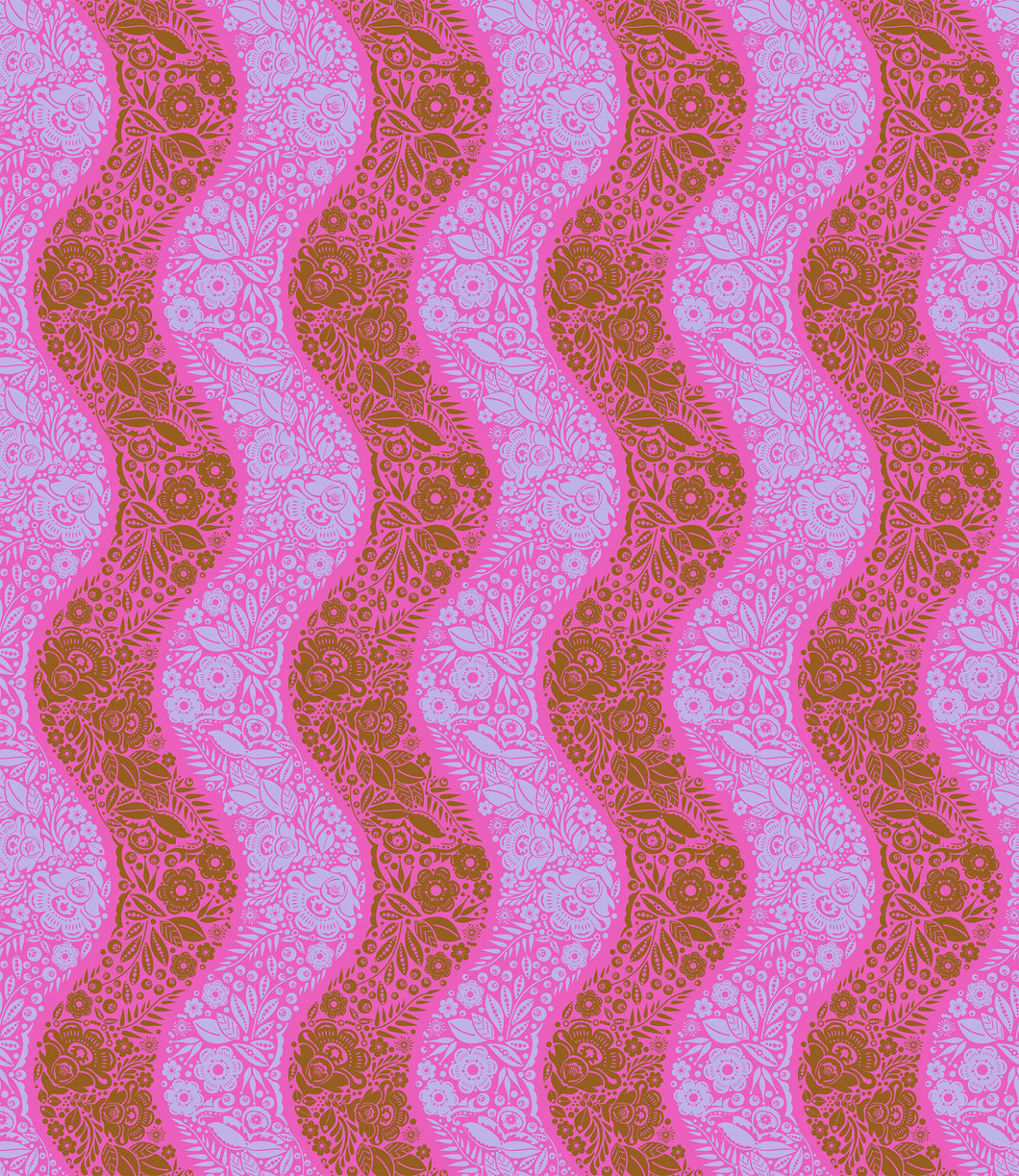 Pre-Order, Village Path in Raspberry by Anna Maria from Perennial Borders Collection, Northcott, AMT139-78V, Anna Maria Textiles