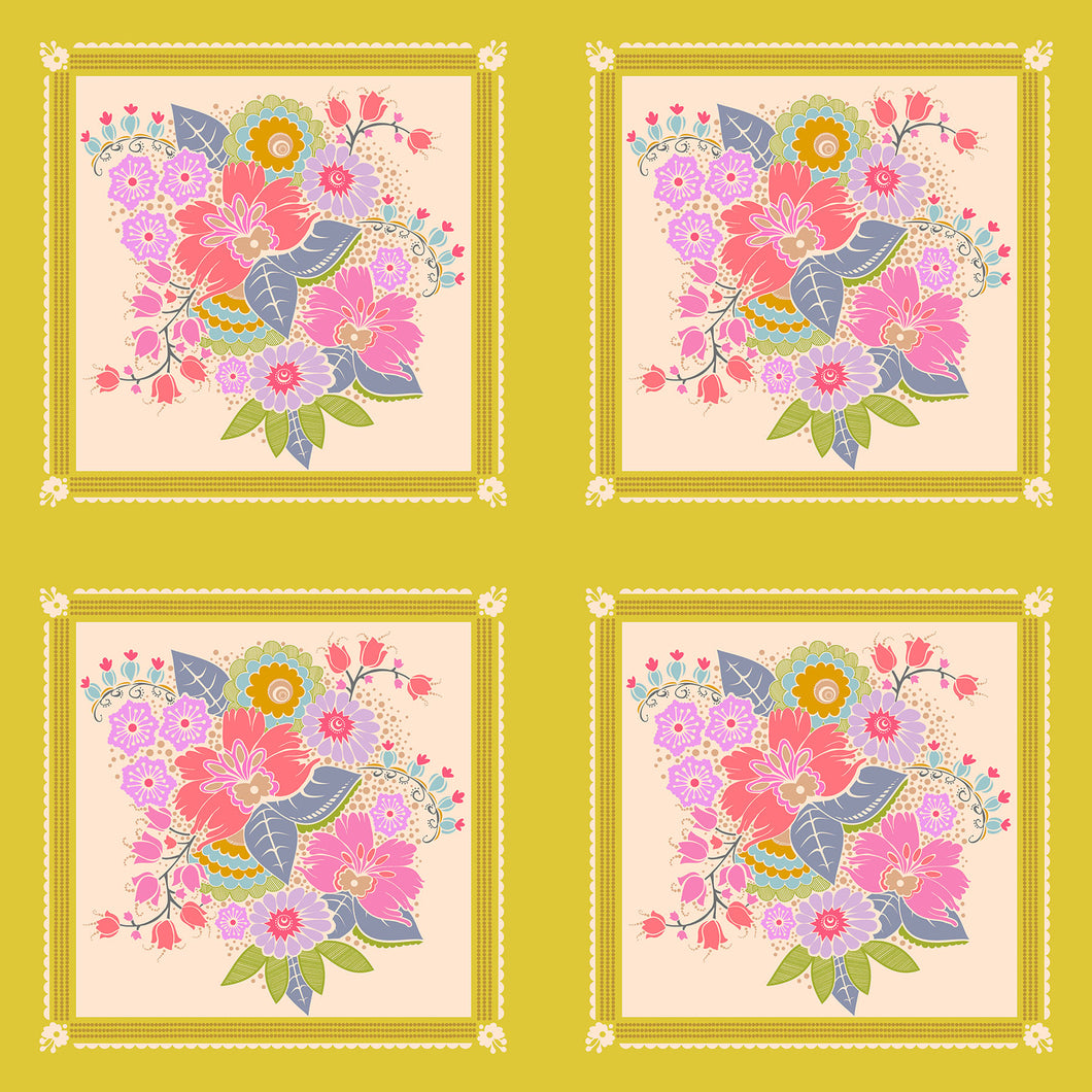 Pre-Order, Square Dance Panel in Tart by Anna Maria from Allegory Collection, Northcott, AMT144-71V