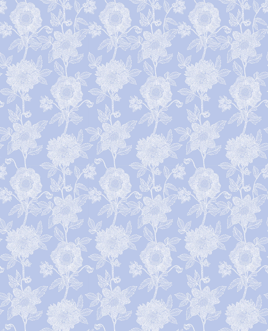 Stitched Dahlia in Cornflower by Anna Maria from Silhouette Collection, Northcott, CLAMT103-42C