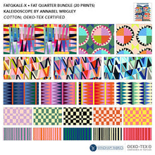 Load image into Gallery viewer, Pre-Order Kaleidoscope Mini Stripe in Majorelle Blue/Kelp by Annabel Wrigley, Windham Fabrics, 54121D-5
