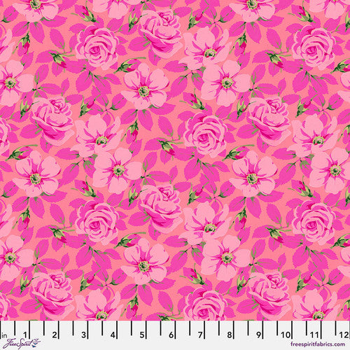 Roses in Pink from Nation of Flowers by Martha Negley for Freespirit, PWMN052.Pink