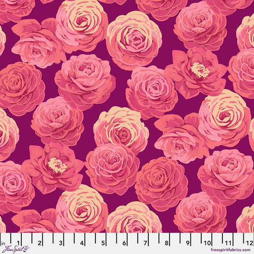 Camellia in Pink from Nation of Flowers by Martha Negley for Freespirit, PWMN056.Pink