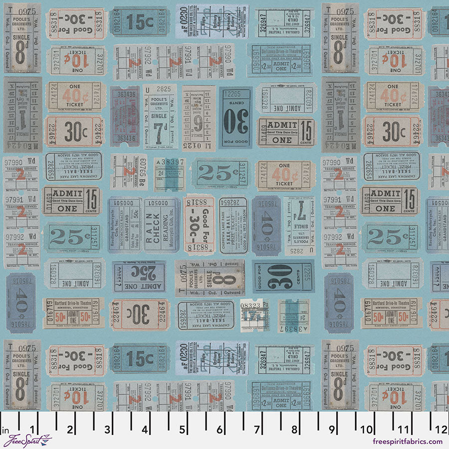 Tickets in Blue from Palette Blue by Tim Holtz for Freespirit, PWTH282.Blue