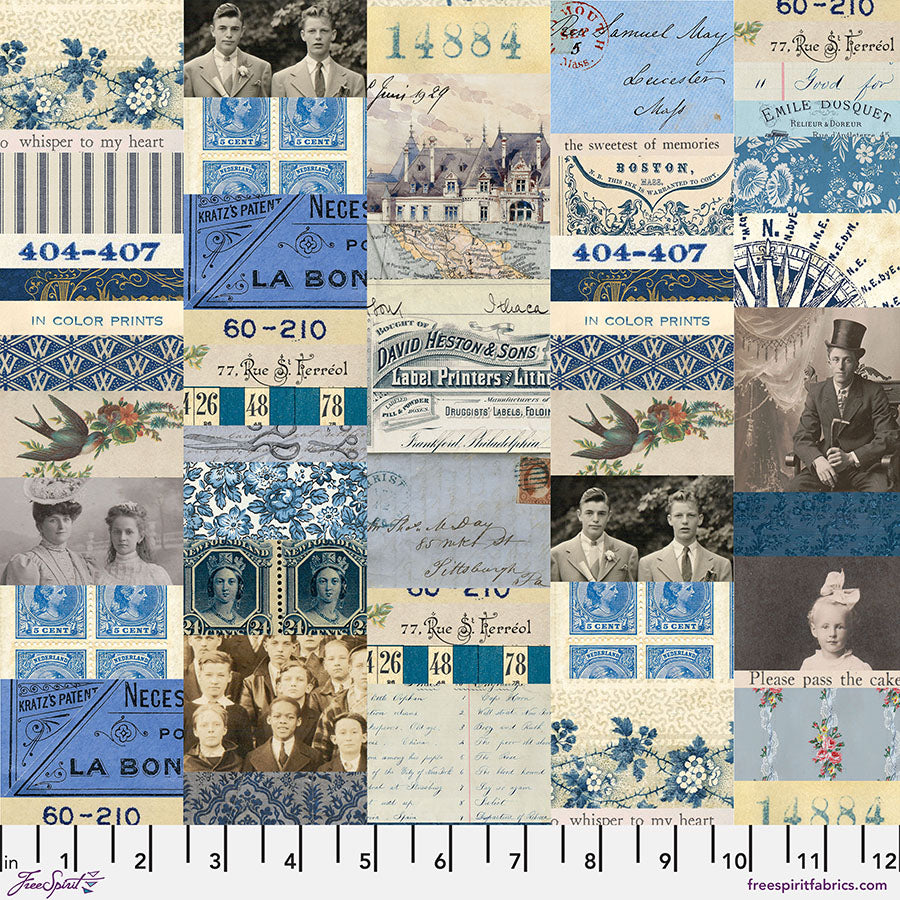Collage in Indigo from Palette Indigo by Tim Holtz for Freespirit, PWTH290.Indigo