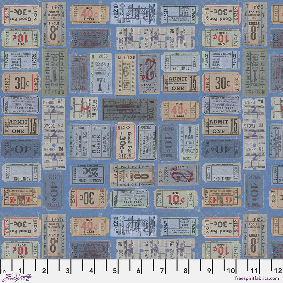 Tickets in Indigo from Palette Indigo by Tim Holtz for Freespirit, PWTH292.Indigo