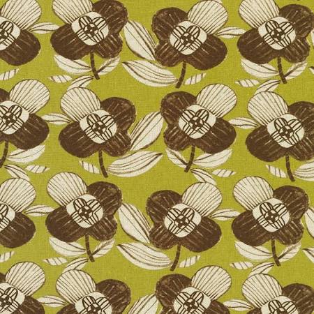 Cotton Flax Prints, Flower in Honey Designed by Sevenberry - Canvas Fabric from Robert Kaufman
