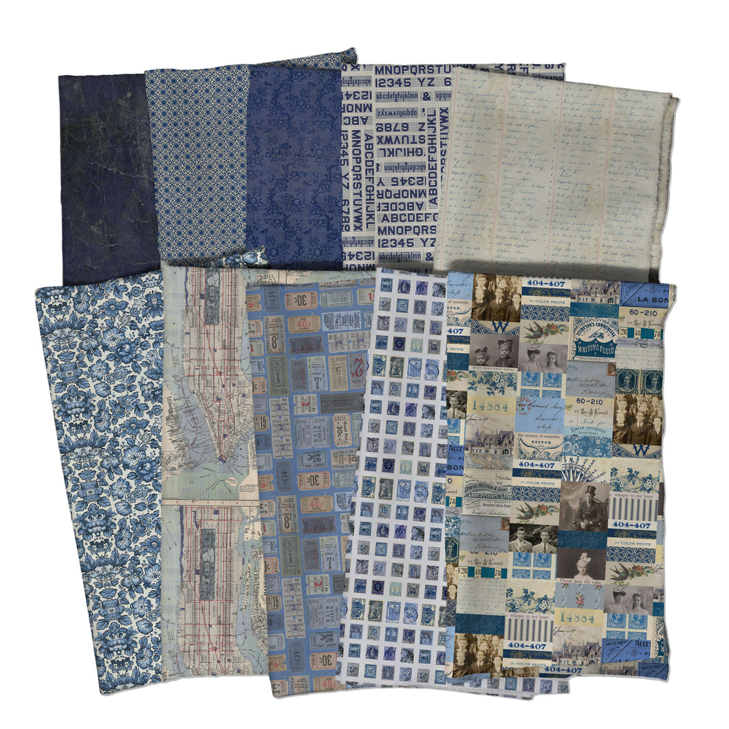 Eclectic Elements Palette Indigo Half Yard Bundle by Tim Holtz for Freespirit Fabric