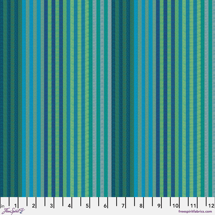 Pre-Order, Kaffe Fassett Woven Stripes, Caterpillar in Aqua