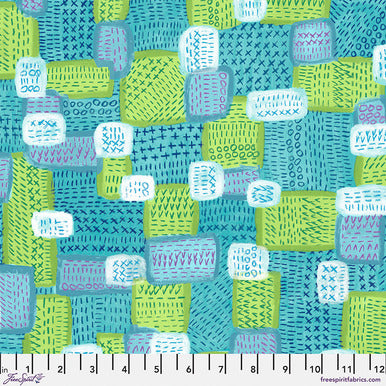 Seed Stitched Patchwork in Aqua